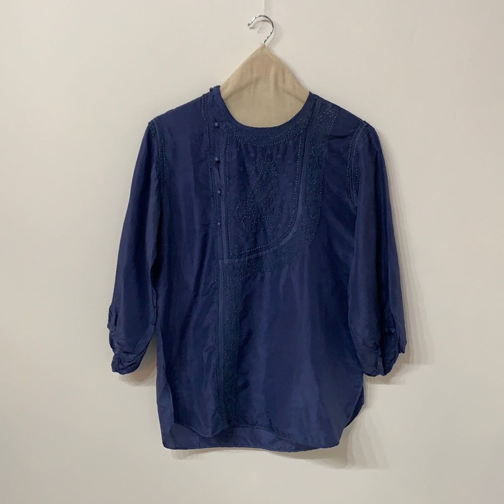 Delicate Matta Blue Embroidered Blouse!
